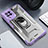 Silicone Matte Finish and Plastic Back Cover Case with Magnetic Finger Ring Stand J01S for Samsung Galaxy M32 4G Purple