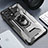 Silicone Matte Finish and Plastic Back Cover Case with Magnetic Finger Ring Stand J02S for Samsung Galaxy A72 5G Black