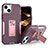 Silicone Matte Finish and Plastic Back Cover Case with Magnetic Finger Ring Stand J03S for Apple iPhone 13