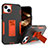 Silicone Matte Finish and Plastic Back Cover Case with Magnetic Finger Ring Stand J03S for Apple iPhone 13 Orange
