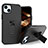 Silicone Matte Finish and Plastic Back Cover Case with Magnetic Finger Ring Stand J03S for Apple iPhone 14 Plus Black