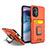 Silicone Matte Finish and Plastic Back Cover Case with Magnetic Finger Ring Stand J03S for OnePlus Nord N20 5G Orange