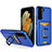 Silicone Matte Finish and Plastic Back Cover Case with Magnetic Finger Ring Stand J03S for Samsung Galaxy S22 5G Blue