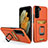 Silicone Matte Finish and Plastic Back Cover Case with Magnetic Finger Ring Stand J03S for Samsung Galaxy S22 5G Orange