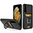 Silicone Matte Finish and Plastic Back Cover Case with Magnetic Finger Ring Stand J03S for Samsung Galaxy S23 5G Black