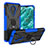 Silicone Matte Finish and Plastic Back Cover Case with Magnetic Finger Ring Stand JX1 for Nokia C30 Blue