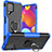 Silicone Matte Finish and Plastic Back Cover Case with Magnetic Finger Ring Stand JX1 for Samsung Galaxy M62 4G Blue
