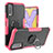 Silicone Matte Finish and Plastic Back Cover Case with Magnetic Finger Ring Stand JX1 for Vivo Y30 Hot Pink