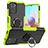 Silicone Matte Finish and Plastic Back Cover Case with Magnetic Finger Ring Stand JX1 for Xiaomi Redmi Note 10 4G Green