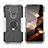 Silicone Matte Finish and Plastic Back Cover Case with Magnetic Finger Ring Stand JX2 for Nokia 5.4