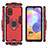 Silicone Matte Finish and Plastic Back Cover Case with Magnetic Finger Ring Stand KC1 for Samsung Galaxy A31