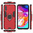 Silicone Matte Finish and Plastic Back Cover Case with Magnetic Finger Ring Stand KC1 for Samsung Galaxy A70