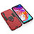 Silicone Matte Finish and Plastic Back Cover Case with Magnetic Finger Ring Stand KC1 for Samsung Galaxy A70 Red