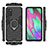 Silicone Matte Finish and Plastic Back Cover Case with Magnetic Finger Ring Stand KC2 for Samsung Galaxy A41