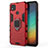 Silicone Matte Finish and Plastic Back Cover Case with Magnetic Finger Ring Stand KC2 for Xiaomi Redmi 10A 4G Red