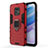 Silicone Matte Finish and Plastic Back Cover Case with Magnetic Finger Ring Stand KC2 for Xiaomi Redmi 10X 5G Red