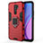 Silicone Matte Finish and Plastic Back Cover Case with Magnetic Finger Ring Stand KC2 for Xiaomi Redmi 9