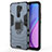Silicone Matte Finish and Plastic Back Cover Case with Magnetic Finger Ring Stand KC2 for Xiaomi Redmi 9