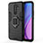 Silicone Matte Finish and Plastic Back Cover Case with Magnetic Finger Ring Stand KC2 for Xiaomi Redmi 9 Black