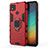 Silicone Matte Finish and Plastic Back Cover Case with Magnetic Finger Ring Stand KC2 for Xiaomi Redmi 9 India Red