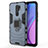 Silicone Matte Finish and Plastic Back Cover Case with Magnetic Finger Ring Stand KC2 for Xiaomi Redmi 9 Prime India