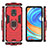 Silicone Matte Finish and Plastic Back Cover Case with Magnetic Finger Ring Stand KC2 for Xiaomi Redmi Note 9 Pro