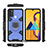 Silicone Matte Finish and Plastic Back Cover Case with Magnetic Finger Ring Stand KC3 for Samsung Galaxy M21 Blue