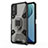 Silicone Matte Finish and Plastic Back Cover Case with Magnetic Finger Ring Stand KC4 for Vivo Y12s