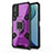 Silicone Matte Finish and Plastic Back Cover Case with Magnetic Finger Ring Stand KC4 for Vivo Y12s Purple