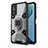 Silicone Matte Finish and Plastic Back Cover Case with Magnetic Finger Ring Stand KC4 for Vivo Y20s