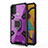 Silicone Matte Finish and Plastic Back Cover Case with Magnetic Finger Ring Stand KC5 for Samsung Galaxy M21 Purple