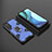 Silicone Matte Finish and Plastic Back Cover Case with Magnetic Finger Ring Stand KC5 for Vivo Y20 Blue