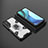 Silicone Matte Finish and Plastic Back Cover Case with Magnetic Finger Ring Stand KC5 for Vivo Y30 White