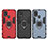 Silicone Matte Finish and Plastic Back Cover Case with Magnetic Finger Ring Stand KC6 for Samsung Galaxy M21s