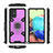 Silicone Matte Finish and Plastic Back Cover Case with Magnetic Finger Ring Stand KC7 for Samsung Galaxy A71 5G Purple
