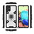 Silicone Matte Finish and Plastic Back Cover Case with Magnetic Finger Ring Stand KC7 for Samsung Galaxy A71 5G White