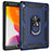 Silicone Matte Finish and Plastic Back Cover Case with Magnetic Finger Ring Stand MQ1 for Apple iPad 10.2 (2020)