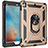 Silicone Matte Finish and Plastic Back Cover Case with Magnetic Finger Ring Stand MQ1 for Apple iPad Air 2 Gold