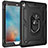 Silicone Matte Finish and Plastic Back Cover Case with Magnetic Finger Ring Stand MQ1 for Apple iPad Air Black