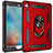Silicone Matte Finish and Plastic Back Cover Case with Magnetic Finger Ring Stand MQ1 for Apple iPad Air Red