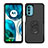 Silicone Matte Finish and Plastic Back Cover Case with Magnetic Finger Ring Stand MQ1 for Motorola Moto G82 5G