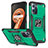 Silicone Matte Finish and Plastic Back Cover Case with Magnetic Finger Ring Stand MQ1 for Realme 9i 4G Midnight Green