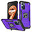 Silicone Matte Finish and Plastic Back Cover Case with Magnetic Finger Ring Stand MQ1 for Realme 9i 4G Purple