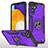 Silicone Matte Finish and Plastic Back Cover Case with Magnetic Finger Ring Stand MQ1 for Samsung Galaxy A04s Purple