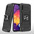 Silicone Matte Finish and Plastic Back Cover Case with Magnetic Finger Ring Stand MQ1 for Samsung Galaxy A30S