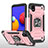 Silicone Matte Finish and Plastic Back Cover Case with Magnetic Finger Ring Stand MQ1 for Samsung Galaxy M01 Core