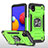 Silicone Matte Finish and Plastic Back Cover Case with Magnetic Finger Ring Stand MQ1 for Samsung Galaxy M01 Core Green