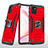 Silicone Matte Finish and Plastic Back Cover Case with Magnetic Finger Ring Stand MQ1 for Samsung Galaxy M60s Red