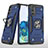 Silicone Matte Finish and Plastic Back Cover Case with Magnetic Finger Ring Stand MQ1 for Samsung Galaxy S20 Blue