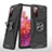 Silicone Matte Finish and Plastic Back Cover Case with Magnetic Finger Ring Stand MQ1 for Samsung Galaxy S20 Lite 5G